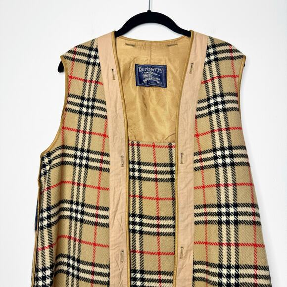Burberrys’ Vintage 100% Wool Nova Check Coat Liner / Vest Made in England - Picture 2 of 9